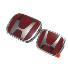 2012-2015 Honda Civic Pair of "H" Honda Emblems In Red 