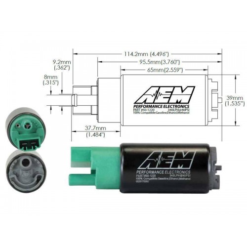 AEM E85 High Flow In-Tank Fuel Pump; Includes Universal Installation Kit 50-1200 