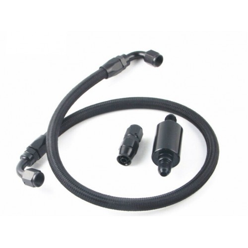 6AN Braided Fuel Line Tuck Kit with Inline Fuel Filter * Pump Gas