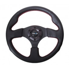 NRG Race Series 320mm Leather Steering Wheel With Red Stitching
