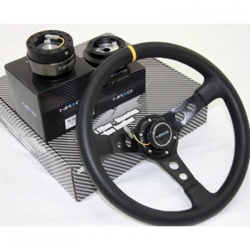 NRG 320MM Steering Wheel Hub Quick Release Combo Black Compatible with Honda Prelude 97-01