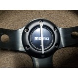 Momo Grey Stripe Style Suede 350mm Steering Wheel 6 Bolt